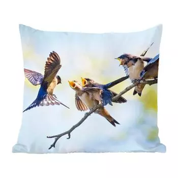 Декоративная подушка MuchoWow Диванная подушка Декоративная подушка для гостиной 60 x 60 см Детские ласточки - Чехол на подушку - Хлопчатобумажная ткань - Декоративные наволочки