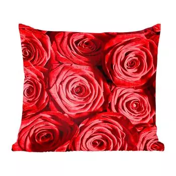 Декоративная подушка MuchoWow, диванная подушка, декоративная подушка для гостиной, 60 х 60 см, розы, розы, красный, чехол на подушку, хлопчатобумажная ткань, декоративные чехлы на подушки