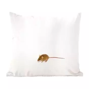 Декоративная подушка MuchoWow, диванная подушка, декоративная подушка для гостиной, 60 х 60 см, мышь, животные, белый, чехол на подушку, хлопковая ткань, декоративные чехлы на подушки