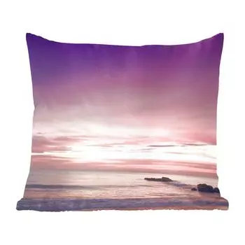 Декоративная подушка MuchoWow, диванная подушка, декоративная подушка для гостиной, 60 х 60 см, небо, фиолетовый, море, чехол на подушку, хлопчатобумажная ткань, декоративные чехлы на подушки