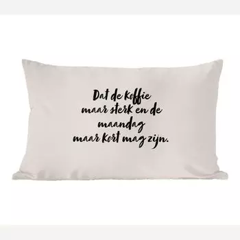 Декоративная подушка MuchoWow, диванная подушка, декоративная подушка для гостиной, 50 х 30 см, цитата - серо-коричневый - пусть кофе будет крепким, а понедельник коротким - чехлы на диванные подушки - без наполнителя
