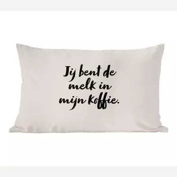 Декоративная подушка MuchoWow Диванная подушка Декоративная подушка для гостиной 60 x 40 см Серо-коричневый - Ты молоко в моем кофе - Цитата - Чехлы на подушки - Декоративные чехлы на подушки - Декоративные чехлы на подушки