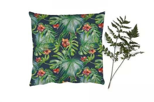 Декоративная подушка MuchoWow Диванная подушка Декоративная подушка для гостиной 60 x 60 см Монстера - Джунгли - Листья - Чехол на подушку - Хлопчатобумажная ткань - Декоративные наволочки