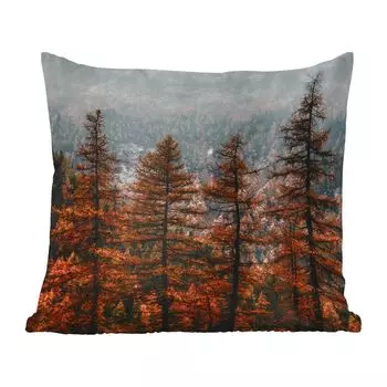 Декоративная подушка MuchoWow, диванная подушка, декоративная подушка для гостиной, 60 х 60 см, деревья, туман, зима, чехол на подушку, хлопчатобумажная ткань, декоративные наволочки