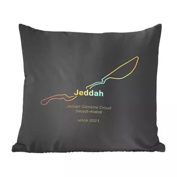 Декоративная подушка MuchoWow Диванная подушка Декоративная подушка для гостиной 50 x 50 см F1 - Джидда - Гоночная трасса - Чехлы на подушки - Украшение - Спальня
