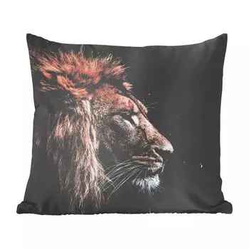 Декоративная подушка MuchoWow, диванная подушка, декоративная подушка для гостиной, 60 х 60 см, лев, листья, животные, чехол на подушку, хлопчатобумажная ткань, декоративные чехлы на подушки