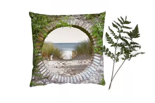 Декоративная подушка MuchoWow Диванная подушка Декоративная подушка для гостиной 60 x 60 см Вид - Пляж - Дюна - Лето - Чехол на подушку - Хлопчатобумажная ткань - Декоративные наволочки