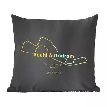 Декоративная подушка MuchoWow, диванная подушка, декоративная подушка для гостиной, 60 х 60 см, Сочи - гоночная трасса F1 - чехол на подушку - хлопчатобумажная ткань - декоративные наволочки