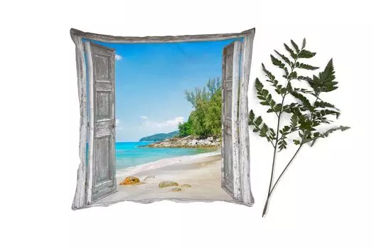 Декоративная подушка MuchoWow Диванная подушка Декоративная подушка для гостиной 60 x 60 см Пляж - Вид - Лето - Тропический - Наволочка - Хлопчатобумажная ткань - Декоративные наволочки