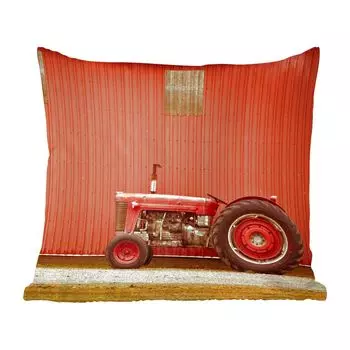 Декоративная подушка MuchoWow Диванная подушка Декоративная подушка для гостиной 45 x 45 см Трактор - Сарай - Красный - Ферма - Чехлы для подушек - Декоративные чехлы для подушек - Декоративные чехлы для подушек