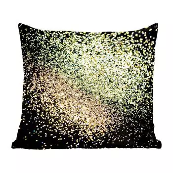 Декоративная подушка MuchoWow, диванная подушка, декоративная подушка для гостиной, 60 х 60 см, золотой блеск на черном фоне - чехол на подушку - хлопчатобумажная ткань - декоративные наволочки
