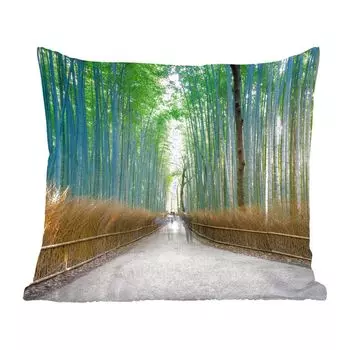 Декоративная подушка MuchoWow, диванная подушка, декоративная подушка для гостиной, 60 х 60 см, восход солнца в бамбуковом лесу Арасияма в Киото - чехол на подушку - хлопчатобумажная ткань - декоративные наволочки