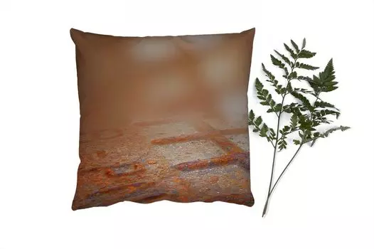 Декоративная подушка MuchoWow Диванная подушка Декоративная подушка для гостиной 60 x 60 см Ржавчина - Железо - Индустриальный стиль - Винтаж - Наволочка - Хлопчатобумажная ткань - Декоративные наволочки