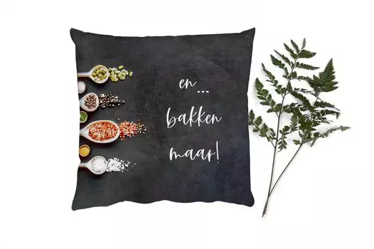 Декоративная подушка MuchoWow Диванная подушка Декоративная подушка для гостиной 50 x 50 см И... Выпекайте! - Кухня - Пословицы - Цитаты - Специи - Наволочки - Украшение - Спальня