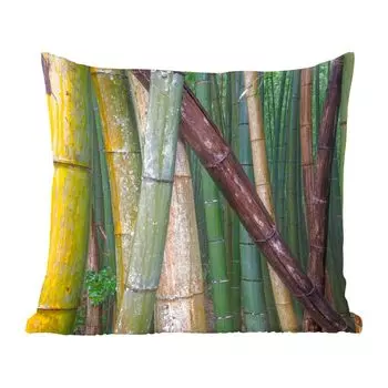 Декоративная подушка MuchoWow, диванная подушка, декоративная подушка для гостиной, 60 х 60 см, многие виды бамбука в бамбуковом лесу Арасияма в Японии - чехол для подушки - хлопчатобумажная ткань - декоративные чехлы для подушек