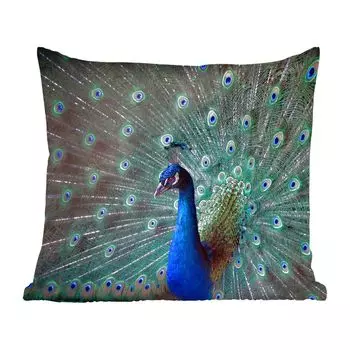 Декоративная подушка MuchoWow, диванная подушка, декоративная подушка для гостиной, 60 х 60 см, павлин - перья - цвета - чехол на подушку - хлопчатобумажная ткань - декоративные наволочки