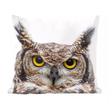Декоративная подушка MuchoWow, диванная подушка, декоративная подушка для гостиной, 60 х 60 см, портрет коричневой совы на белом фоне - чехол на подушку - хлопчатобумажная ткань - декоративные наволочки