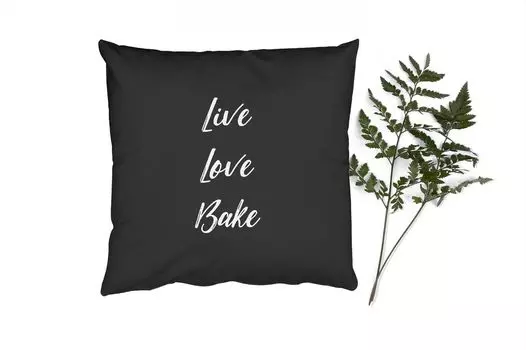 Декоративная подушка MuchoWow Диванная подушка Декоративная подушка для гостиной 60 x 60 см Цитаты - Кулинария - Жизнь Любовь Выпечка - Пословицы - Выпечка - Чехлы на подушки - Хлопчатобумажная ткань - Декоративные чехлы на подушки