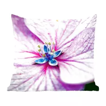 Декоративная подушка MuchoWow, диванная подушка, декоративная подушка для гостиной, 60 x 60 см, детали гортензий - чехол на подушку - хлопчатобумажная ткань - декоративные наволочки