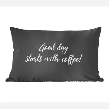 Декоративная подушка MuchoWow Диванная подушка Декоративная подушка для гостиной 50 x 30 см Цитаты — Хороший день начинается с кофе! - Пословицы - Кофе - Чехлы на диванные подушки - без наполнителя, мультиколор