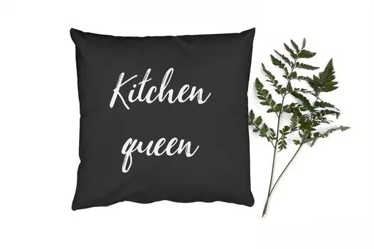 Декоративная подушка MuchoWow Диванная подушка Декоративная подушка для гостиной 60 x 60 см Котировки - Kitchen Queen - Для женщин - Индукционная варочная панель - Чехол на подушку - Хлопчатобумажная ткань - Декоративные наволочки