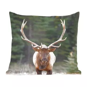 Декоративная подушка MuchoWow, диванная подушка, декоративная подушка для гостиной, 60 х 60 см, олень, дерево, рога, чехол на подушку, хлопчатобумажная ткань, декоративные чехлы на подушки