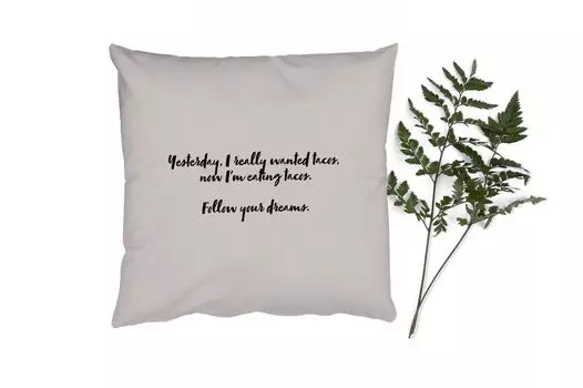 Декоративная подушка MuchoWow Диванная подушка Декоративная подушка для гостиной 60 x 60 см Цитаты - Пословицы - Любитель тако - Еда - Следуй за своей мечтой - Чехол на подушку - Хлопчатобумажная ткань - Декоративные наволочки