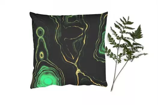 Декоративная подушка MuchoWow Диванная подушка Декоративная подушка для гостиной 60 x 60 см Золото - Зеленый - Агатовый камень - Жеод - Мрамор - Чехлы на подушки - Хлопчатобумажная ткань - Декоративные наволочки