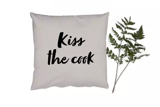 Декоративная подушка MuchoWow Диванная подушка Декоративная подушка для гостиной 60 x 60 см Цитаты - Пословицы - Повар - Поцелуй повара - Чехол на подушку - Хлопчатобумажная ткань - Декоративные наволочки