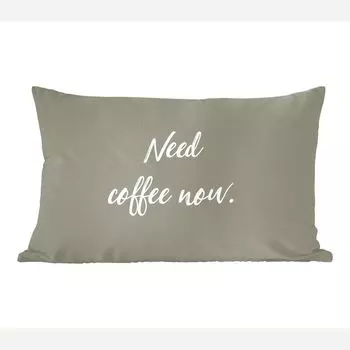 Декоративная подушка MuchoWow, диванная подушка, декоративная подушка для гостиной, 60 х 40 см, пословицы - цитаты - Мне нужен кофе сейчас - кофе - чехлы на подушки - декоративные чехлы на подушки - декоративные чехлы на подушки