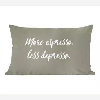 Декоративная подушка MuchoWow Диванная подушка Декоративная подушка для гостиной 50 x 30 см Цитаты — Больше эспрессо. Меньше депрессо. - Цитаты - Кофе - Чехлы на диванные подушки - без наполнителя