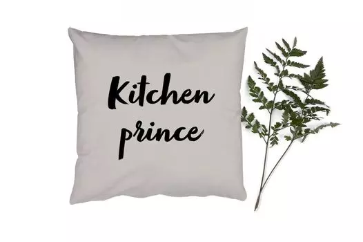 Декоративная подушка MuchoWow Диванная подушка Декоративная подушка для гостиной 60 x 60 см Цитаты - Повар - Пословицы - Кухонный принц - Кулинария - Чехлы на подушки - Хлопчатобумажная ткань - Декоративные наволочки