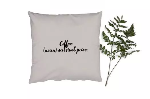 Декоративная подушка MuchoWow Диванная подушка Декоративная подушка для гостиной 60 x 60 см Определение Кофе - Кофе (существительное) - Сок выживания - Словарь - Цитаты - Пословицы - Чехлы на подушки - Хлопчатобумажная ткань - Декоративные навол...