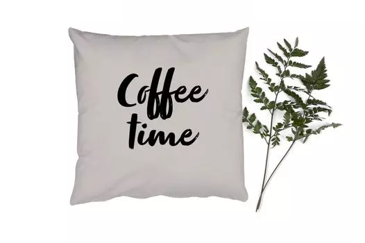 Декоративная подушка MuchoWow Диванная подушка Декоративная подушка для гостиной 60 x 60 см Цитаты - Пословицы - Время кофе - Чехол на подушку - Хлопчатобумажная ткань - Декоративные наволочки, мультиколор