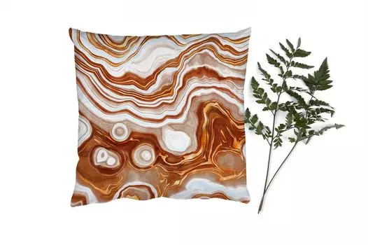Декоративная подушка MuchoWow Диванная подушка Декоративная подушка для гостиной 60 x 60 см Золото - Агатовая жеода - Камни - Коричневый - Чехол на подушку - Хлопчатобумажная ткань - Декоративные наволочки