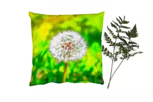 Декоративная подушка MuchoWow Диванная подушка Декоративная подушка для гостиной 60 x 60 см Одуванчик - Трава - Цветок - Чехол на подушку - Хлопчатобумажная ткань - Декоративные наволочки