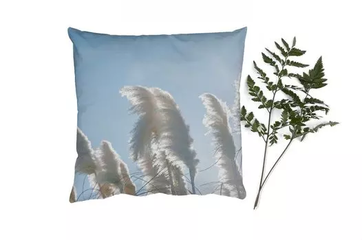 Декоративная подушка MuchoWow Диванная подушка Декоративная подушка для гостиной 60 x 60 см Небо - Трава - Пампасная трава - Чехол на подушку - Хлопчатобумажная ткань - Декоративные наволочки