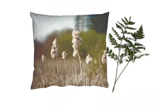 Декоративная подушка MuchoWow, диванная подушка, декоративная подушка для гостиной, 60 х 60 см, хлопок - солнце - растения - чехол на подушку - хлопчатобумажная ткань - декоративные наволочки