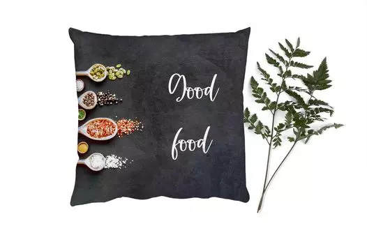 Декоративная подушка MuchoWow Диванная подушка Декоративная подушка для гостиной 60 x 60 см Еда - Хорошая еда - Разговоры - Цитаты - Чехол на подушку - Хлопчатобумажная ткань - Декоративные наволочки