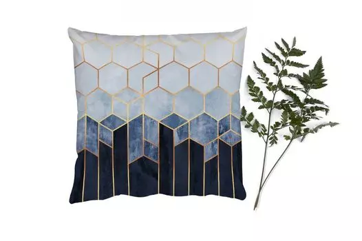 Декоративная подушка MuchoWow Диванная подушка Декоративная подушка для гостиной 60 x 60 см Шестигранник - Золото - Трафареты - Чехол на подушку - Хлопчатобумажная ткань - Декоративные наволочки