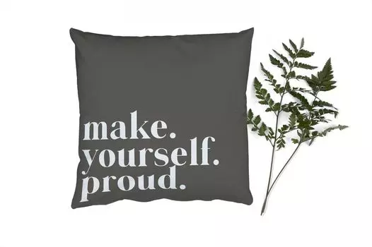 Декоративная подушка MuchoWow, диванная подушка, декоративная подушка для гостиной, 60 x 60 см, цитаты - гордитесь собой - любовь к себе - уверенность в себе - текст - чехол на подушку - хлопчатобумажная ткань - декоративные наволочки