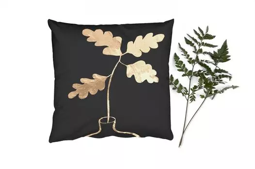 Декоративная подушка MuchoWow Диванная подушка Декоративная подушка для гостиной 45 x 45 см Листья - Золото - Роскошь - Чехлы на подушки - Декоративные чехлы на подушки - Декоративные чехлы на подушки
