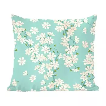 Декоративная подушка MuchoWow, диванная подушка, декоративная подушка для гостиной, 60 х 60 см, цветы, сакура, узор, чехол на подушку, хлопчатобумажная ткань, декоративные чехлы на подушки