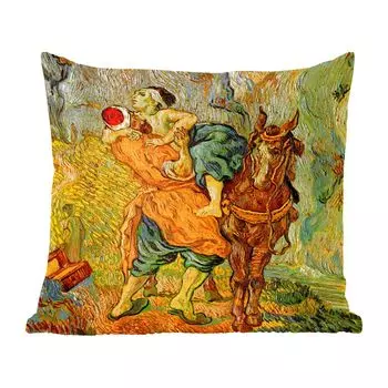 Декоративная подушка MuchoWow Диванная подушка Декоративная подушка для гостиной 60 x 60 см Добрый самаритянин - Картина Винсента Ван Гога - Чехол на подушку - Хлопчатобумажная ткань - Декоративные наволочки