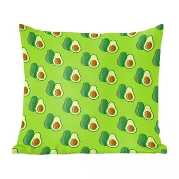 Декоративная подушка MuchoWow, диванная подушка, декоративная подушка для гостиной, 60 х 60 см, узор с авокадо - чехол на подушку - хлопчатобумажная ткань - декоративные наволочки