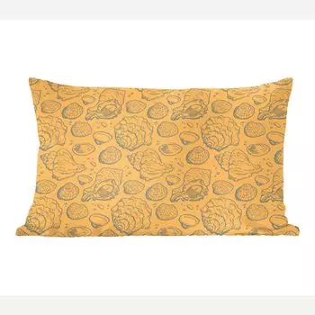 Декоративная подушка MuchoWow Диванная подушка Декоративная подушка для гостиной 60 x 40 см Ракушки - Желтый - Оранжевый - Узор - Чехлы для подушек - Декоративные чехлы для подушек - Декоративные чехлы для подушек