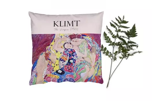 Декоративная подушка MuchoWow, диванная подушка, декоративная подушка для гостиной, 60 х 60 см, Дева (1980) - Густав Климт - Старые мастера - чехол на подушку - хлопчатобумажная ткань - декоративные наволочки