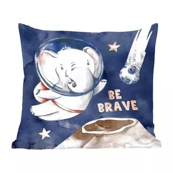 Декоративная подушка MuchoWow, диванная подушка, декоративная подушка для гостиной, 60 х 60 см, слон - «Будь храбрым» - пословицы - цитаты - мальчики - девочки - дети - чехол на подушку - хлопчатобумажная ткань - декоративные наволочки