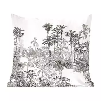Декоративная подушка MuchoWow Диванная подушка Декоративная подушка для гостиной 45 x 45 см Джунгли - Черный - Белый - Чехлы на подушки - Декоративные чехлы на подушки - Декоративные чехлы на подушки