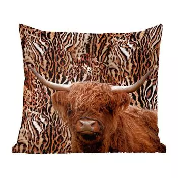 Декоративная подушка MuchoWow, диванная подушка, декоративная подушка для гостиной, 60 x 60 см, принт пантеры - животные - шотландский горец - чехол на подушку - хлопчатобумажная ткань - декоративные наволочки